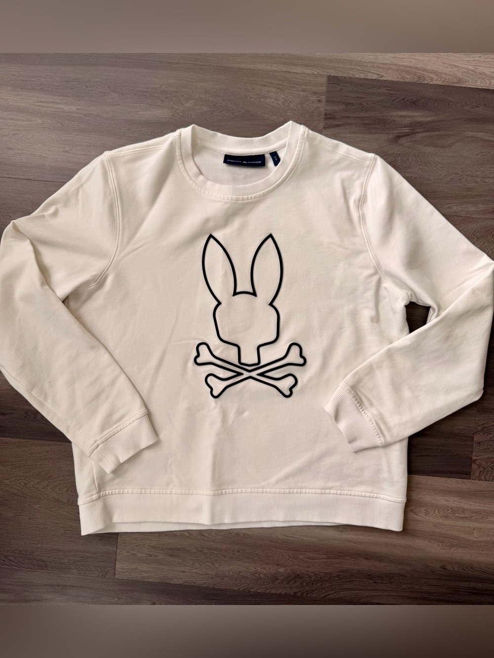 Women’s Psycho Bunny White Crewneck Sweatshirt with Black Outline Logo Small